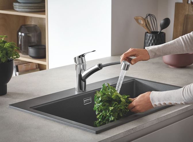 GROHE EUROSMART dřezová baterie, s vytahovací sprškou, chrom 30305001 Obrázek - fotka