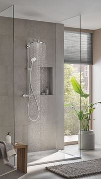 GROHE EUPHORIA SYSTEM 310 sprchový set s termostatickou baterií, horní sprcha, ruční sprcha se 3 proudy, tyč, hadice, chrom 26075001 Obrázek - fotka