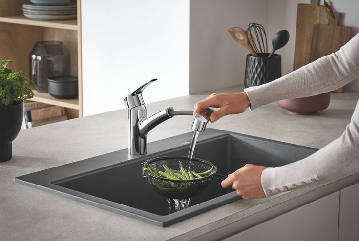 GROHE EUROSMART dřezová baterie, s vytahovací sprškou, supersteel 30305DC1 Obrázek - fotka