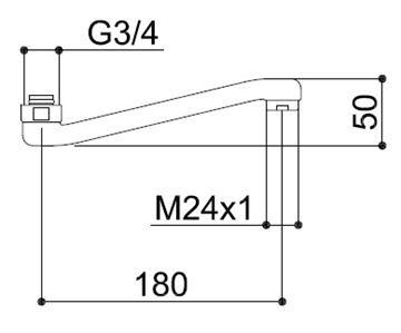 EASY výtokové ramínko 180 mm, chrom EAS 180 Technický nákres