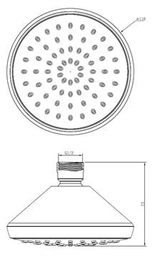 EASY horní sprcha pr. 110 mm, bílá/chrom JA182 Technický nákres