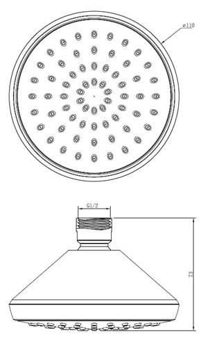 EASY horní sprcha pr. 110 mm, bílá/chrom JA182 Technický nákres