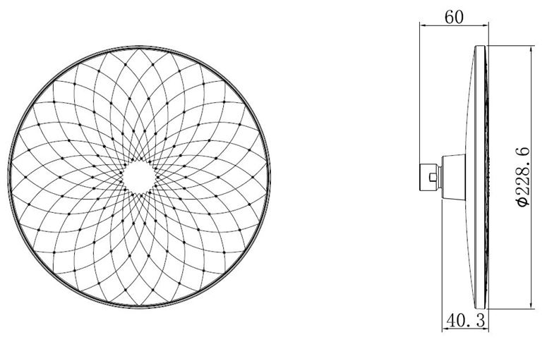 EASY horní sprcha pr. 228 mm, bílá/chrom JA183 Technický nákres