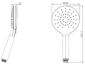 EASY ruční sprcha pr. 120 mm, černá JA192 Technický nákres