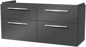 VILLEROY & BOCH VERITY DESIGN 2.0 skříňka pod dvojumyvadlo 128,5x45x60 cm, 4 zásuvky, Glossy Grey