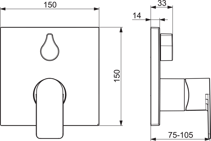 HANSA STELA podomítková baterie, pro 2 spotřebiče, chrom 87849073 Technický nákres