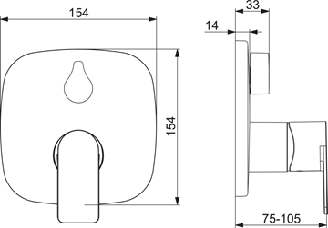 HANSA STELA podomítková baterie, pro 2 spotřebiče, chrom 87849173 Technický nákres