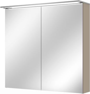 VILLEROY & BOCH VERITY DESIGN 2.0 zrcadlová skříňka 80x76x14,9 cm, osvětlení, se zvětšovacím zrcátkem, vypínačem a el. zásuvkou, Sandgrey Matt