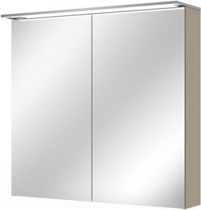 VILLEROY & BOCH VERITY DESIGN 2.0 zrcadlová skříňka 80x76x14,9 cm, osvětlení, se zvětšovacím zrcátkem, vypínačem a el. zásuvkou, Sandgrey Matt