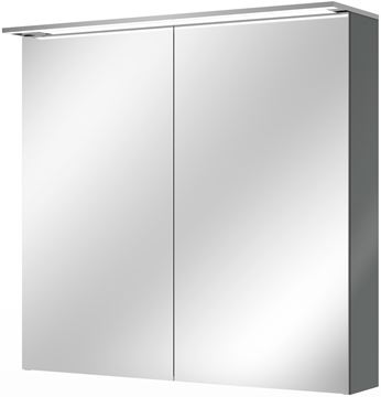 VILLEROY & BOCH VERITY DESIGN 2.0 zrcadlová skříňka 80x76x14,9 cm, osvětlení, se zvětšovacím zrcátkem, vypínačem a el. zásuvkou, Glossy Grey