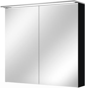 VILLEROY & BOCH VERITY DESIGN 2.0 zrcadlová skříňka 80x76x14,9 cm, osvětlení, se zvětšovacím zrcátkem, vypínačem a el. zásuvkou, Black Matt