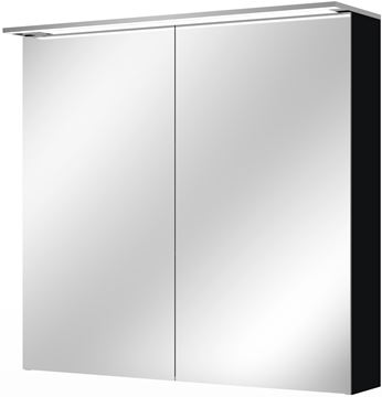 VILLEROY & BOCH VERITY DESIGN 2.0 zrcadlová skříňka 80x76x14,9 cm, osvětlení, se zvětšovacím zrcátkem, vypínačem a el. zásuvkou, Black Matt