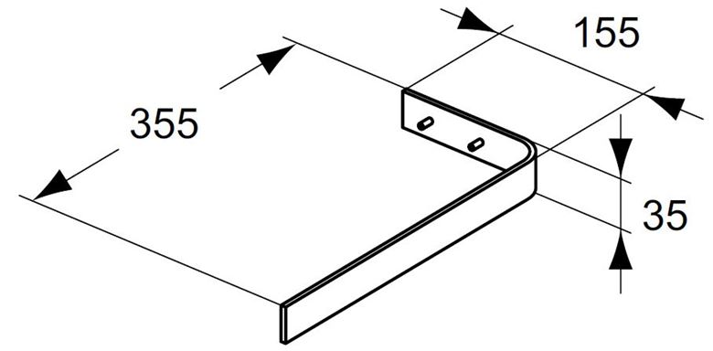IDEAL STANDARD ADAPTO BORDO držák ručníku 355 mm, chrom U8426AA Technický nákres