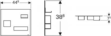 GEBERIT magnetická tabule 44,9x7,5x38,8 cm, nástěnná, s přihrádkami, matná černá 500.649.16.1 Technický nákres