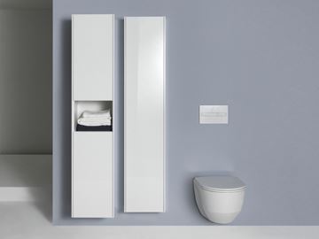 LAUFEN BASE vysoká skříňka 35x33,5x165 cm, 2 dvířka, 1 police, panty vlevo, Push-open, lesklá bílá H4027011102611 Obrázek - fotka