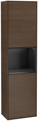 VILLEROY & BOCH FINION vysoká skříňka 41,8x27x151,6 cm, 2 dvířka, police, panty vpravo, s osvětlením, Walnut/, matt Black G470PDGN Obrázek - Hlavní obrázek