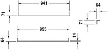 DURAVIT VERO držák ručníku 955 mm, chrom 0030391000 Technický nákres