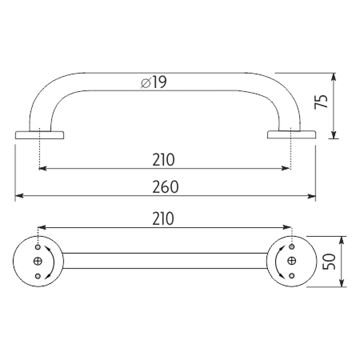 NIMCO madlo 210 mm, lesklá nerez BM 3035M-18 Technický nákres