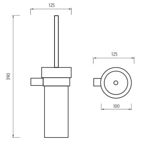 NIMCO BORMO WC štětka, nástěnná, keramika, bílá/chrom BR 11094K-26 Technický nákres