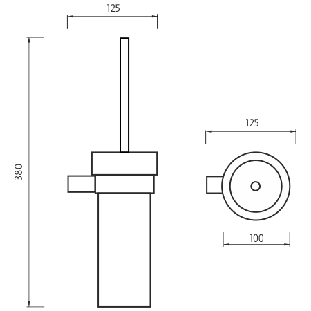 NIMCO BORMO WC štětka, nástěnná, sklo, chrom BR 11094W-26 Technický nákres