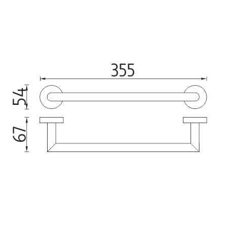NIMCO UNIX držák ručníku 355 mm, chrom UN 13035A-26 Technický nákres