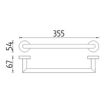 NIMCO UNIX držák ručníku 355 mm, chrom UN 13035A-26 Technický nákres