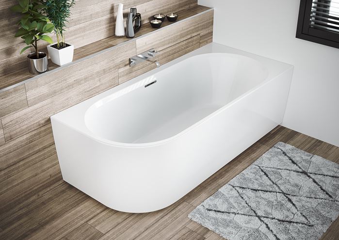 RIHO DESIRE CORNER rohová vana 184x84 cm, pro 2 osoby, s nožičkami, napouštění přepadem, akrylát B088007005 Obrázek - fotka