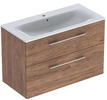 GEBERIT SELNOVA SQUARE skříňka s umyvadlem 100x48x65,2 cm, 2 zásuvky, ořech hickory