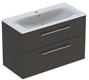 GEBERIT SELNOVA SQUARE skříňka s umyvadlem 100x48x65,2 cm, 2 zásuvky, matná lávová