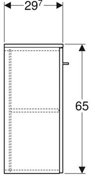 GEBERIT SELNOVA SQUARE nízká skříňka 33x29,7x65 cm, 1 dvířka, lesklá bílá 501.272.00.1 Technický nákres