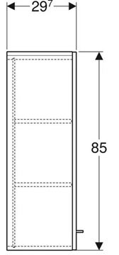 GEBERIT SELNOVA SQUARE nízká skříňka 33x29,7x85 cm, 1 dvířka, ořech hickory 501.278.00.1 Technický nákres