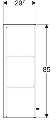 GEBERIT SELNOVA SQUARE nízká skříňka 33x29,7x85 cm, 1 dvířka, ořech hickory 501.278.00.1 Technický nákres