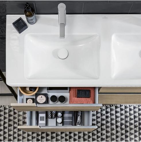 VILLEROY & BOCH SUBWAY 2.0 skříňka pod dvojumyvadlo 128,7x44,9x59 cm, 4 zásuvky, Glossy White A91710DH Obrázek - fotka