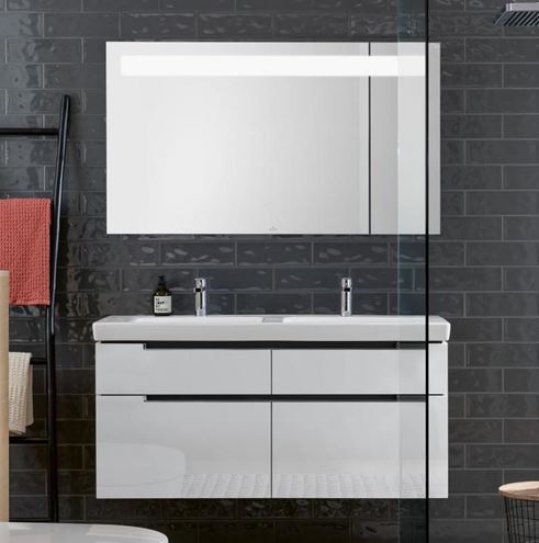 VILLEROY & BOCH SUBWAY 2.0 skříňka pod dvojumyvadlo 128,7x44,9x59 cm, 4 zásuvky, Glossy White A91710DH Obrázek - fotka