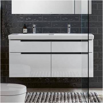 VILLEROY & BOCH SUBWAY 2.0 skříňka pod dvojumyvadlo 128,7x44,9x59 cm, 4 zásuvky, Glossy White A91710DH Obrázek - fotka