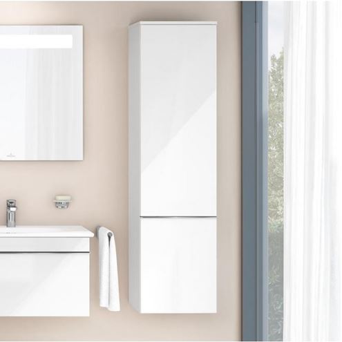 VILLEROY & BOCH VENTICELLO vysoká skříňka 40,4x37,2x154,6 cm, 1 dvířka, panty vpravo, Glossy White A95111DH Obrázek - fotka