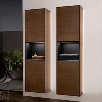 VILLEROY & BOCH FINION vysoká skříňka 41,8x27x151,6 cm, 2 dvířka, police, panty vpravo, s osvětlením, Walnut/, matt Black G470PDGN Obrázek - fotka