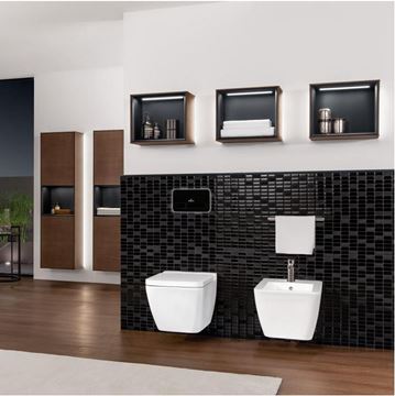 VILLEROY & BOCH FINION vysoká skříňka 41,8x27x151,6 cm, 2 dvířka, police, panty vpravo, s osvětlením, Walnut/, matt Black G470PDGN Obrázek - fotka
