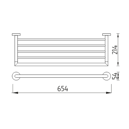 NIMCO UNIX držák ručníků 654 mm, chrom UN 13062A-26 Technický nákres