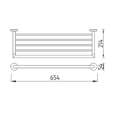 NIMCO UNIX držák ručníků 654 mm, chrom UN 13062A-26 Technický nákres