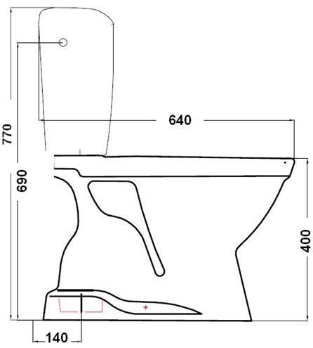 EASY WC kombi, spodní odpad H8602710002965 Technický nákres