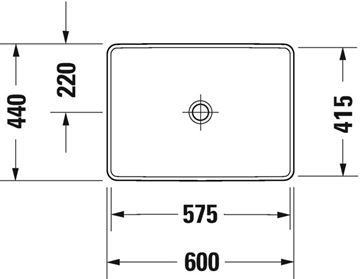 DURAVIT D-NEO umyvadlo 60 cm, bez přepadu 0358600079 Technický nákres
