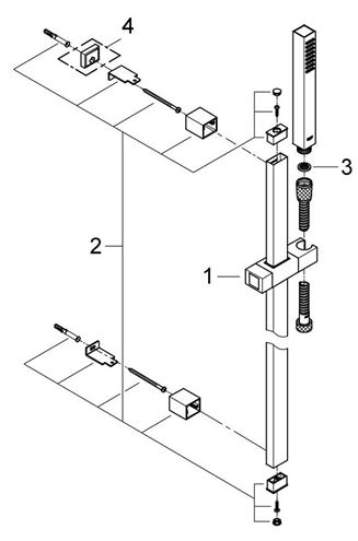 GROHE EUPHORIA CUBE+ STICK sprchová souprava 3-dílná, ruční sprcha 216 mm, tyč, hadice, Water Saving, chrom 27891000 Obrázek - fotka