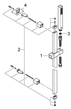 GROHE EUPHORIA CUBE+ STICK sprchová souprava 3-dílná, ruční sprcha 216 mm, tyč, hadice, Water Saving, chrom 27891000 Obrázek - fotka