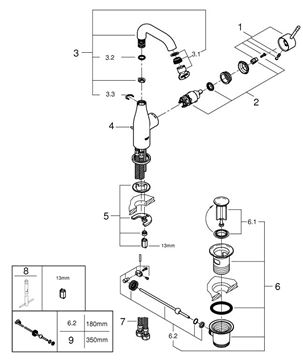 GROHE ESSENCE NEW umyvadlová stojánková baterie, s odtokovou soupravou, chrom 23462001 Obrázek - fotka