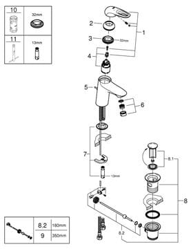 GROHE EUROSTYLE umyvadlová stojánková baterie, s odtokovou soupravou, měsíční bílá/chrom 33558LS3 Obrázek - fotka
