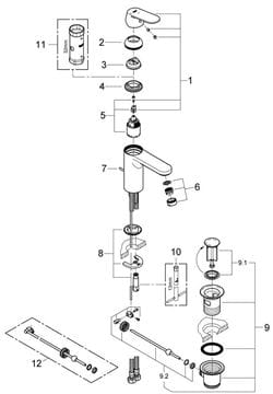 GROHE EUROSMART COSMOPOLITAN umyvadlová stojánková baterie, s odtokovou soupravou, studený start, chrom 2339600E Obrázek - fotka