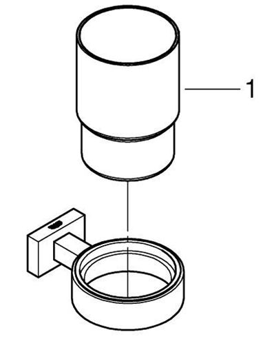 GROHE ESSENTIALS CUBE nástěnný pohárek, sklo, chrom 40755001 Obrázek - fotka