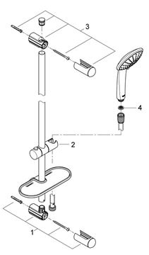 GROHE EUPHORIA 110 DUO sprchová souprava 4-dílná, ruční sprcha pr. 110 mm, 2 proudy, tyč, hadice, polička, chrom 27230001 Obrázek - fotka