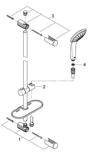 GROHE EUPHORIA 110 DUO sprchová souprava 4-dílná, ruční sprcha pr. 110 mm, 2 proudy, tyč, hadice, polička, chrom 27230001 Obrázek - fotka